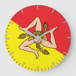 Wall Clock with Flag of Sicily, Italy