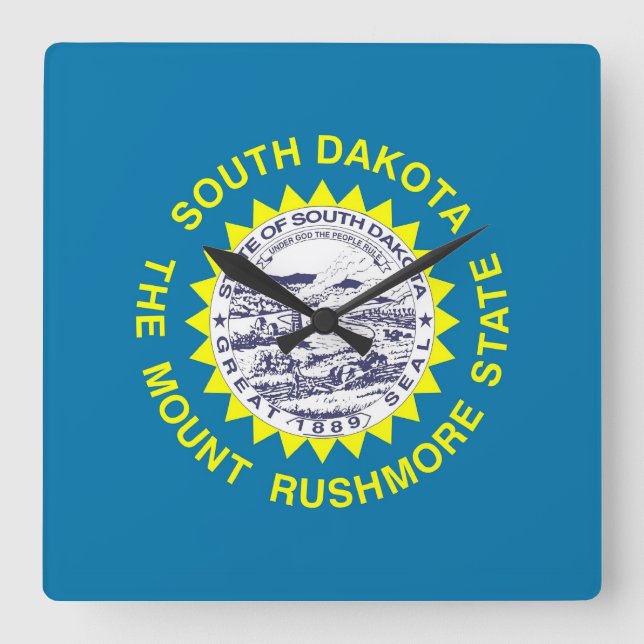 Wall Clock with Flag of South Dakota, USA (Front)