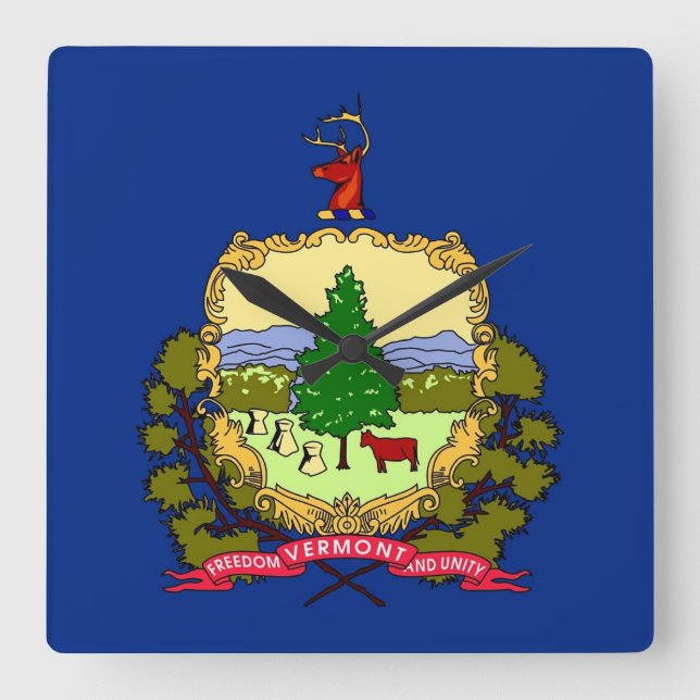 Wall Clock with Flag of Vermont, USA (Front)