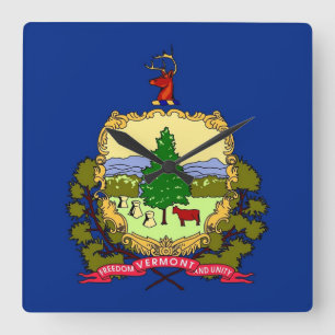 Wall Clock with Flag of Vermont, USA