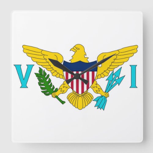 Wall Clock with Flag of Virgin Islands USA