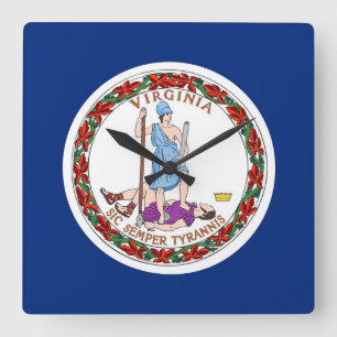 Wall Clock with Flag of Virginia, USA