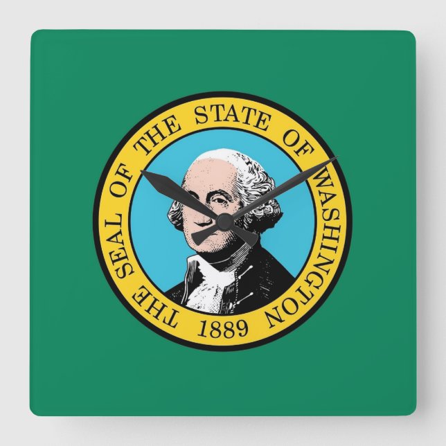 Wall Clock with Flag of Washington State, USA (Front)