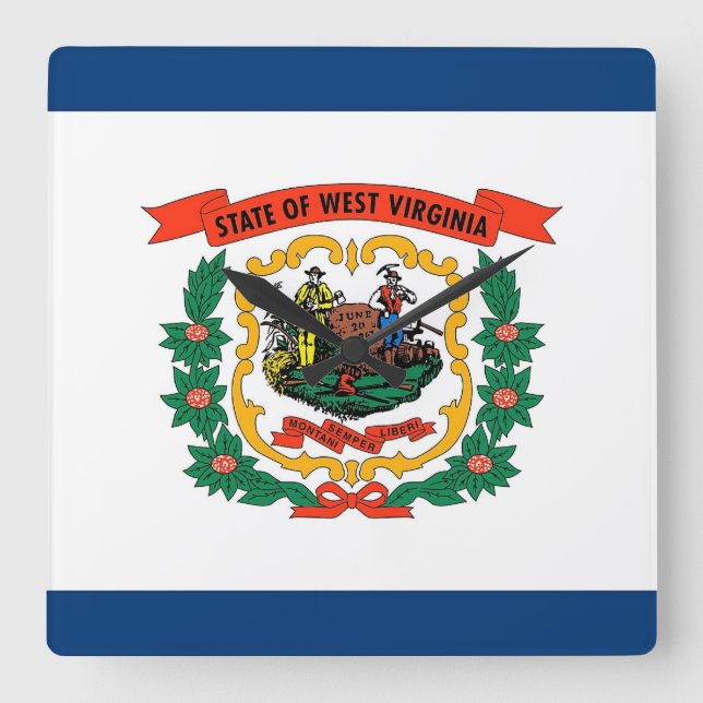Wall Clock with Flag of West Virginia, USA (Front)