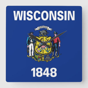 Wall Clock with Flag of Wisconsin, USA