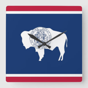 Wall Clock with Flag of Wyoming, USA