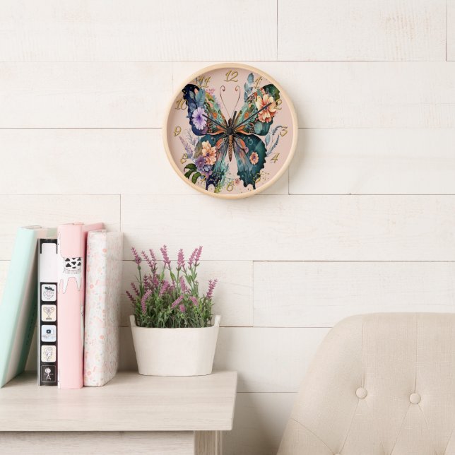 Wall Clock with Floral Butterfly (Reading Room)