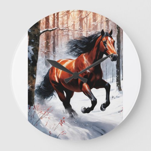 Wall clock with horses design 