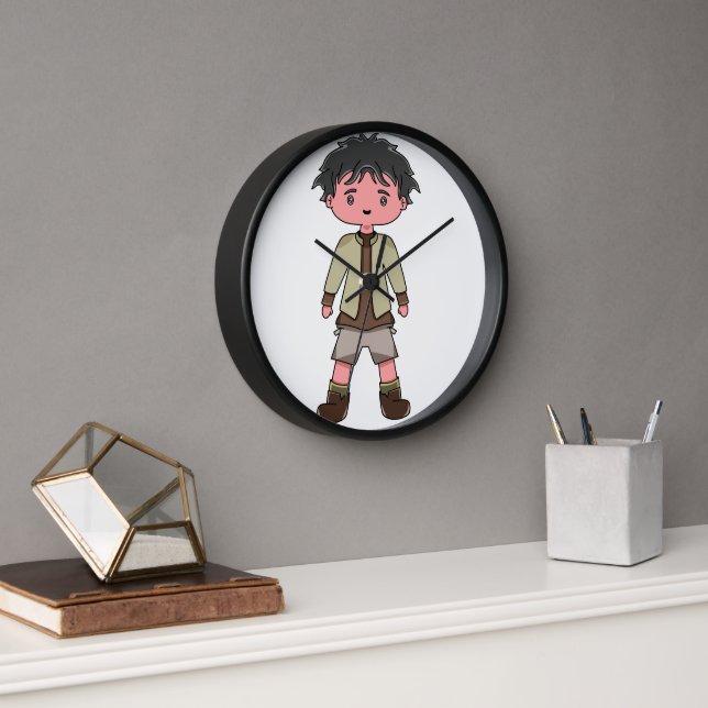 Wall Clock with illustration character cartoon (Office)