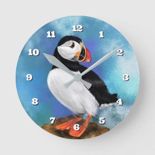 Wall Clock with Puffin