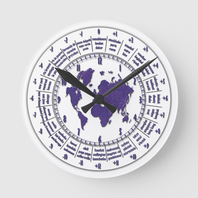 Wall Clock with Time Zones (Front)
