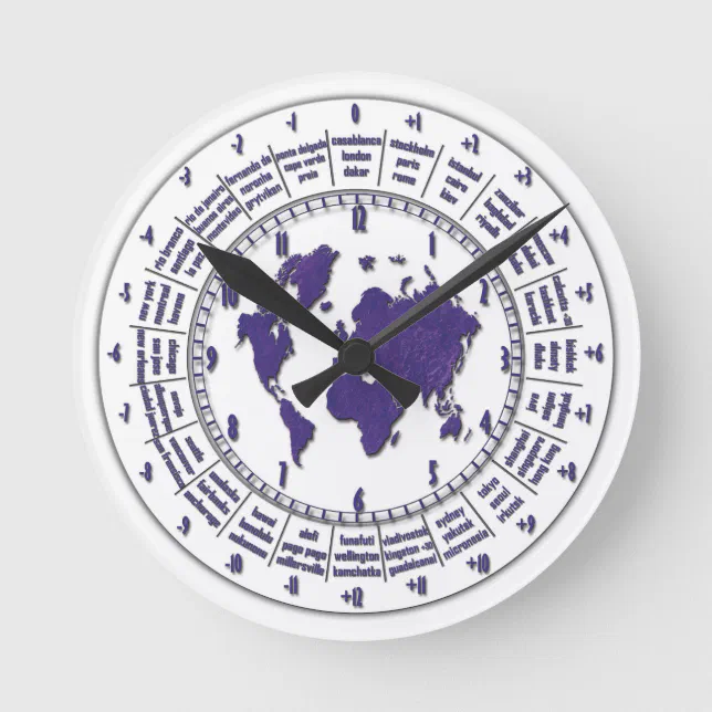 Wall Clock with Time Zones Zazzle