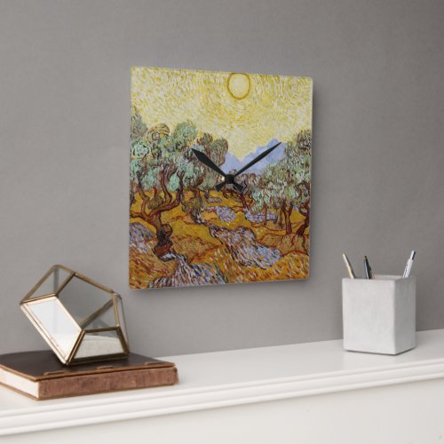 Wall Clock with Van Goghs Olive Trees