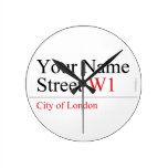 Your Name Street  Wall Clocks