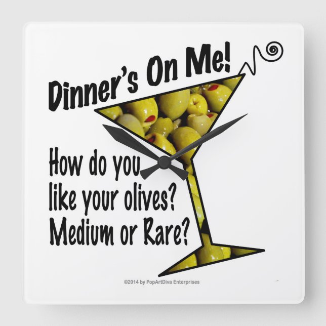 WALL CLOCKS Dinner! Olives? Medium or Rare? (Front)