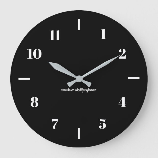 Wall Clocks - White on Black Background Design2 (Front)