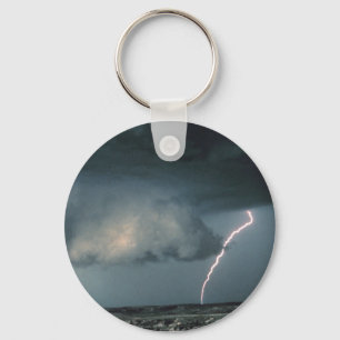 Wall cloud with lightning keychain