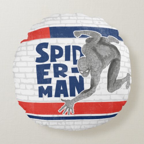 Wall Crawling Spider_Man Sketch Round Pillow