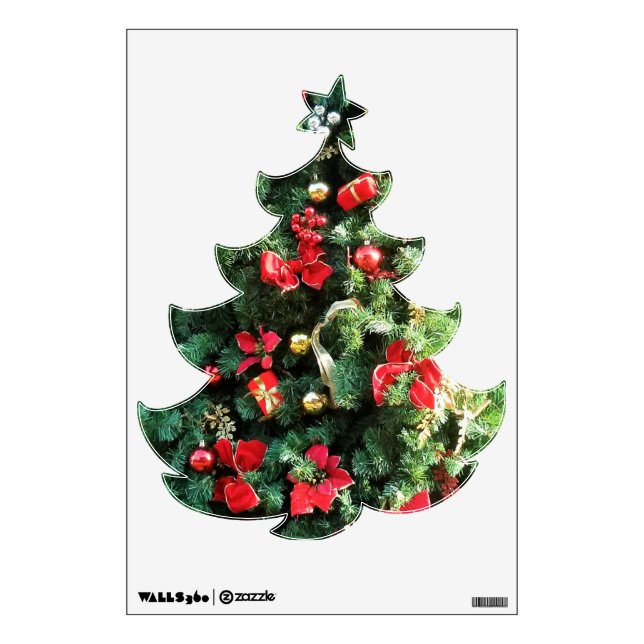 Wall Decal Christmas Tree red golden decoration (Front)