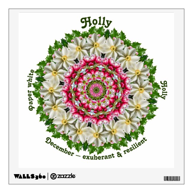 Wall Decal December Birth Flower Custom Removable  (Front)