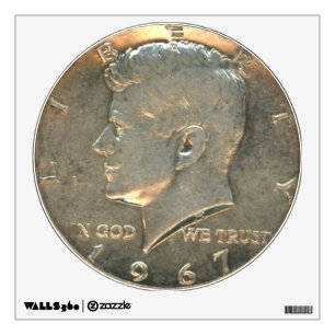 Wall Decal - Head of Half Dollar 1967 Silver Coin