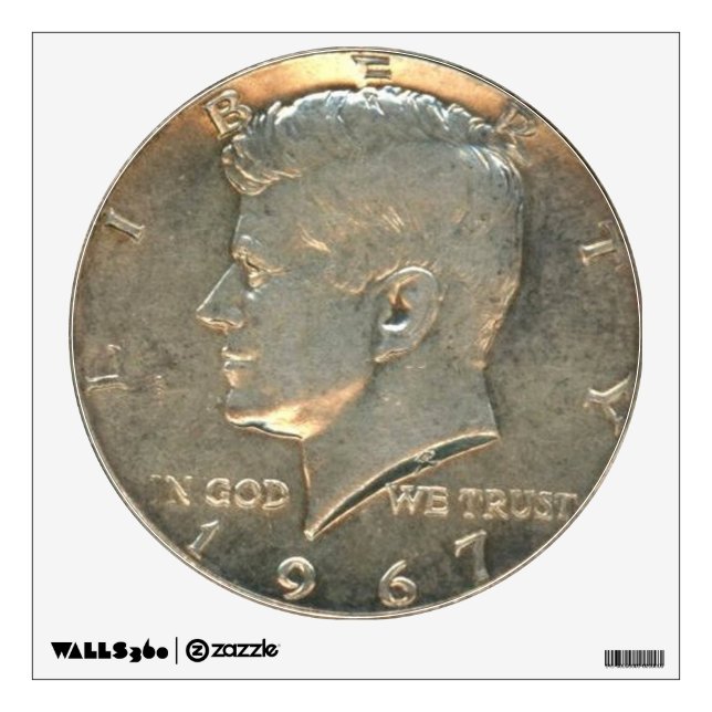 Wall Decal - Head of Half Dollar 1967 Silver Coin (Front)
