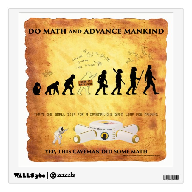 Wall Decal Math Smart Caveman Advance Mankind (Front)