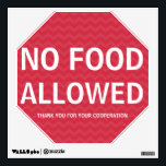 Wall Decal No Food Allowed<br><div class="desc">No food allowed, thank you for your cooperation. Allergy friendly area wall decal. Make it very clear that the area, lunch room, home, classroom or other space is free of all food products. Reusable sign with bright white letters on red chevron striped background. Stop sign shape is large and easy...</div>