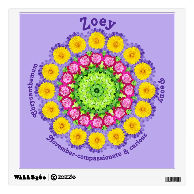 Wall Decal November Birth Flower Custom Removable  (Front)