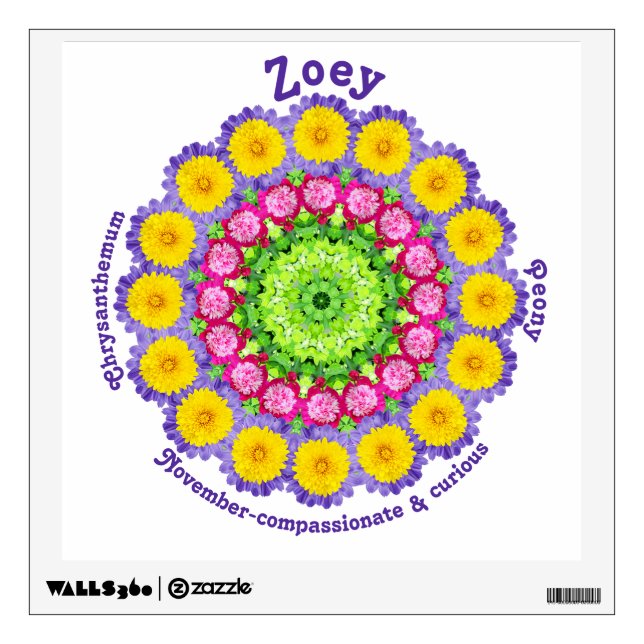 Wall Decal November Birth Flower Custom Removable  (Front)