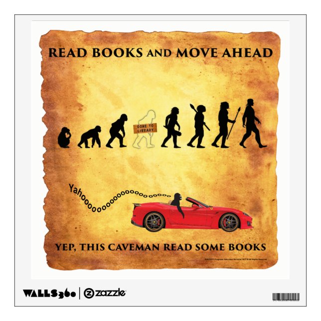 Wall Decal Read Caveman Get Ahead (Front)