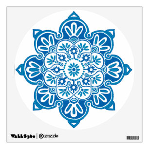 Wall Decal round 12" Blue Boho Medallion