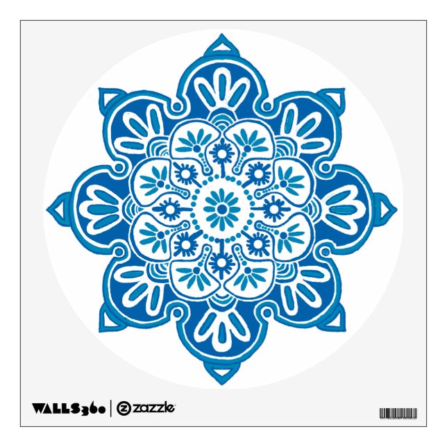 Wall Decal round 12" Blue Boho Medallion (Front)
