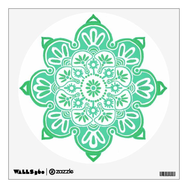 Wall Decal round 12"Green Boho Medallion (Front)