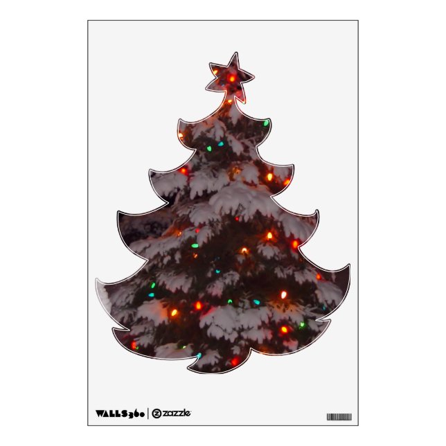 Wall Decal Snowy Holiday Lights Christmas Tree (Front)