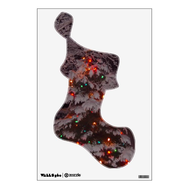 Wall Decal Snowy Holiday Lights Stocking (Front)
