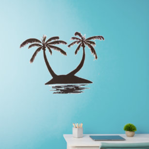 Palm tree with name tree wall decal - TenStickers