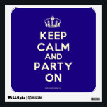 Wall Decals<br><div class="desc">Based on the original Keep Calm and ... poster this cream and blue Keep Calm and Party On Wall Decal features a custom designed font that matches the original closely.</div>