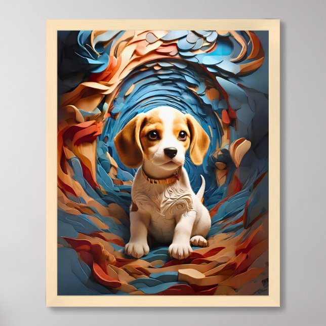 Wall Decor Art : Lovable Beagle Puppy (Framed Front)