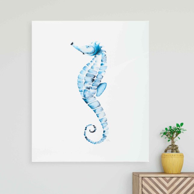 Wall Decor Metal Art Seahorses Beach (Metal wall art blue watercolor seahorse for beach decor by Victoria Grigaliunas of Do Tell A Belle)