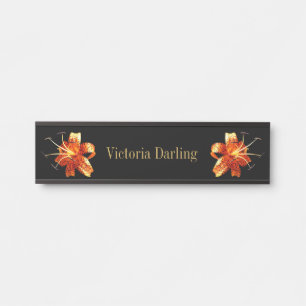 Wall Desk Hanging Name Plate Tiger Lilies