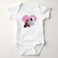 WALL-E and Eve Pixel Heart Baby Bodysuit