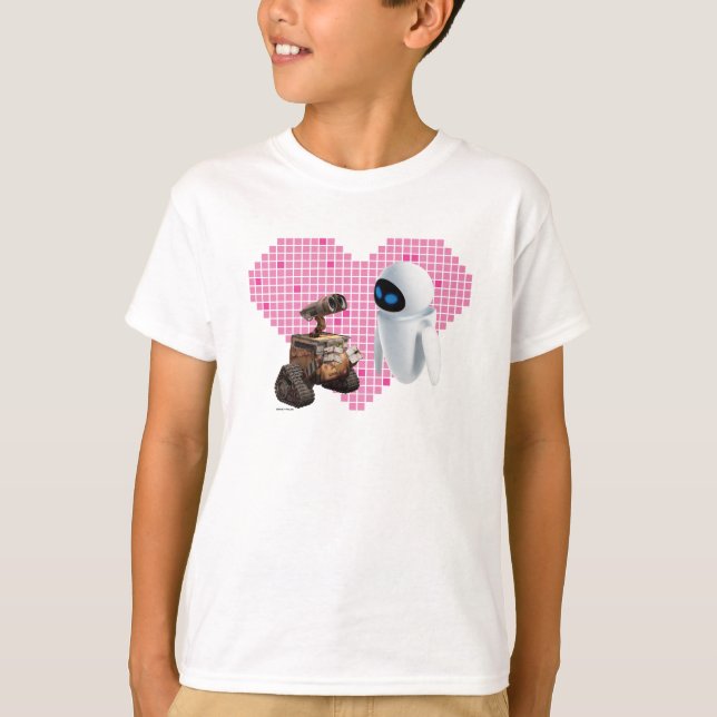 WALL-E and Eve Pixel Heart T-Shirt (Front)