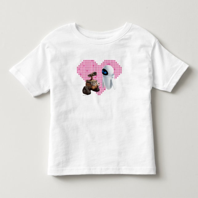 WALL-E and Eve Pixel Heart Toddler T-shirt (Front)