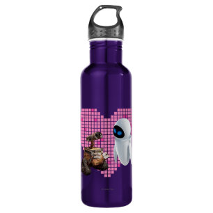 WALL-E and Eve Pixel Heart Water Bottle