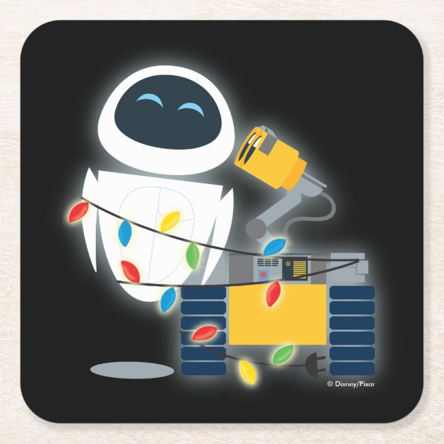 WALL-E & EVE Christmas Square Paper Coaster (Front)