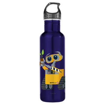 Wall-e Robot Sad Holding Plant Water Bottle by OtherDisneyBrands at Zazzle