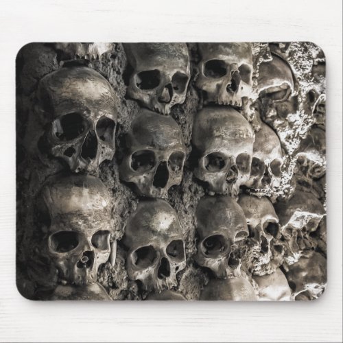 Wall Full Of Skulls And Bones In The Bone Chapel Mouse Pad