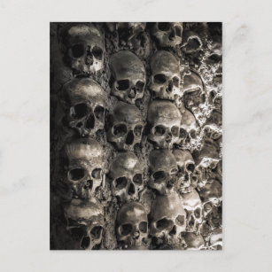 Wall Full Of Skulls And Bones In The Bone Chapel Postcard