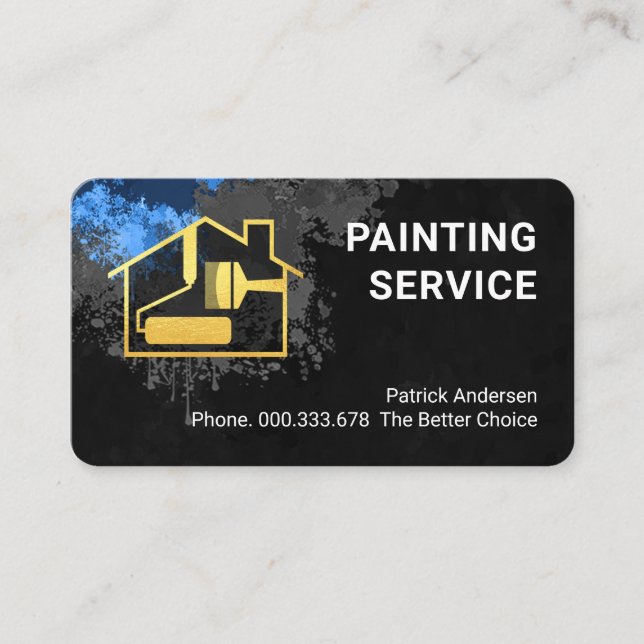 Wall Grunge Paint Painter Service Business Card (Front)